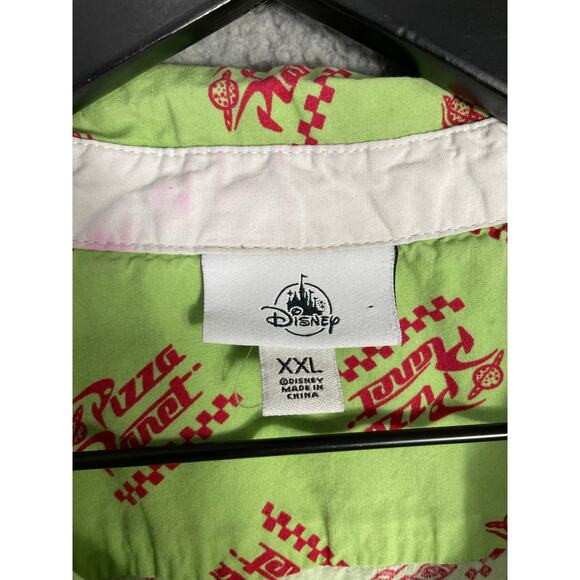 Disney Pixar Pizza Planet Aloha Button-Up Shirt XXL Green Short Sleeve - Picture 2 of 10